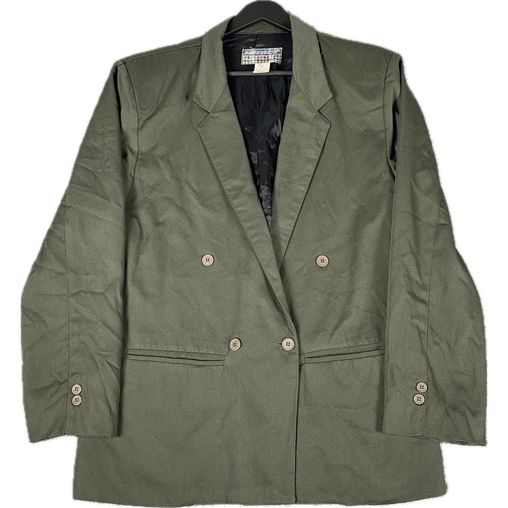 Vintage 80s Double Breasted Slouchy Blazer Shoulder‎ Pad Sport Coat Unisex USA